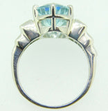 Platinum 6.41ct Genuine Natural Aquamarine Ring with 1/2ct Diamonds (#J4138)