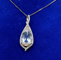 14k Rose Gold 3.5ct Genuine Natural Morganite Diamond Pendant (#J4669)