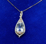 14k Rose Gold 3.5ct Genuine Natural Morganite Diamond Pendant (#J4669)