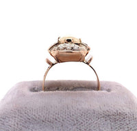 9k Rose Gold Rectangular Opal and Seed Pearl Ring Jewelry (#J5618)