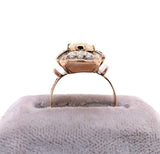 9k Rose Gold Rectangular Opal and Seed Pearl Ring Jewelry (#J5618)