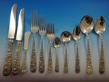 Repousse by Kirk Sterling Silver Flatware Service For 12 Set 143 Pcs Dinner Size