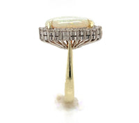 14k Gold Australian Genuine Natural Opal and Diamond Ring Size 4.25 (#J6349)