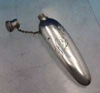 La Pierre Sterling Silver Perfume Bottle with Chain Has Dents 3 1/4" (#6643)