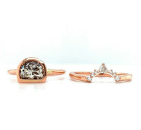 14k Rose Gold 1.11ct Half Moon Genuine Natural Diamond Wedding Set (#J5515)