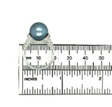 18k White Gold 12mm Tahitian Black Pearl and Pave Diamonds (#J5343)