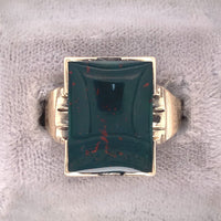 10k Yellow Gold Men's Large Genuine Natural Bloodstone Ring Jewelry (#J5679)