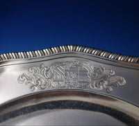 Gadroon by Unknown English/Irish Sterling Silver Charger Plate w/ Crest (#5717)