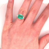 Filigree 18k Gold Art Deco 2.12 Carat Genuine Natural Emerald Ring (#J4843)