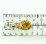 English 9k Gold Genuine Natural Citrine Earrings Filigree and Leaves (#J5068)
