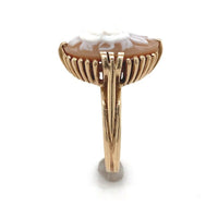 10k Yellow Gold Genuine Natural Shell Cameo Ring Carved with a Rose (#J6216)