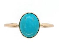 14k Gold 1.65ct Robin's Egg Blue Kingman Genuine Natural Turquoise Ring #J6152