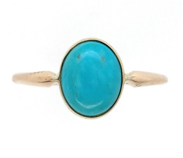 14k Gold 1.65ct Robin's Egg Blue Kingman Genuine Natural Turquoise Ring #J6152