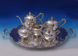 Normandie by Wallace Sterling Silver Tea Set 5pc with Sterling SP Tray (#7228)