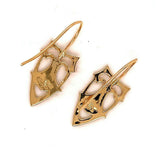 14k Yellow Gold Arts and Crafts Style Earrings Shield Design (#J4878)
