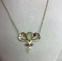 10k Yellow Gold Victorian Opal Lavaliere Necklace (#J5323)