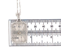 14k Gold Filigree Genuine Natural Rock Crystal Diamond Pendant w/ Chain (#J6500)