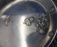 Japanese Sterling Silver Wine Coaster w/ Butterfly Leaves Chrysanthemums (#6251)