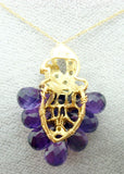 Laura Ramsey 14k Gold Briolette Genuine Natural Amethyst Pendant (#J451)
