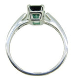 14k White Gold 1.23ct Teal Genuine Natural Tourmaline and Diamond Ring (#4584)