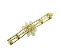 14k Yellow Gold Freshwater River Pearl Sapphire Flower Pin (#J4601)
