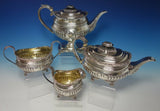 Thomas Bowen English Sterling Silver Coffee Set 4pc with Floral Border (#2726)