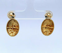 Art Nouveau 14k Yellow Gold Iris Earrings with Genuine Natural Diamonds (#J5140)