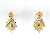Victorian 10k Enamel and Pearl Earrings (#J5527)