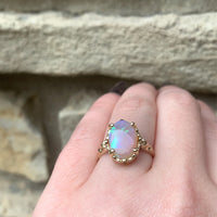 2.96ct Genuine Natural Opal 14k Yellow Gold Ring with Decorative Setting #J6080