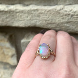 2.96ct Genuine Natural Opal 14k Yellow Gold Ring with Decorative Setting #J6080