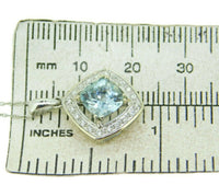 14k White Gold 1.36ct Genuine Natural Aquamarine and Diamond Pendant (#J2099)