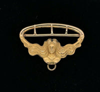 14k Yellow Gold Art Nouveau Figural Woman Buckle (#J5479)