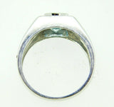 10k White Gold Men's Genuine Natural Aquamarine and Diamond Ring (#J4489)