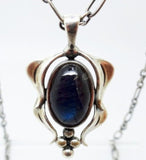 Georg Jensen Sterling 2015 Genuine Natural Labradorite Pendant Jewelry (#J3413)