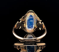 10k Yellow Gold 3.70ct Genuine Natural Rainbow Moonstone Ring Blue Flash #J5841