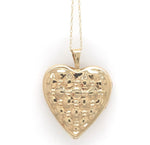 10k Yellow Gold Reversible Heart Locket w/ Quilted and Engraved Designs (#J6432)