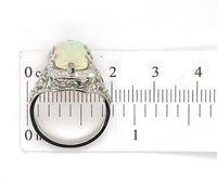 2.58ct Genuine Natural Opal 18k White Gold Filigree Ring Jewelry (#J5760)