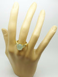 14k 5ct Oval Genuine Natural Chalcedony Ring with Side Chalcedony (#J3479)