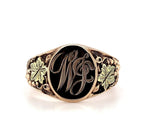 10k Yellow Gold Men's Signet Ring with Grapes and Leaves (#J5684)