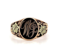 10k Yellow Gold Men's Signet Ring with Grapes and Leaves (#J5684)
