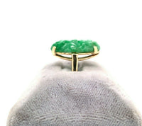 14k Yellow Gold Chinese Export Carved Jade Ring (#J5416)