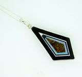 Kaufmann Sterling Silver Genuine Natural Fire Agate Intarsia Pendant Opal #J5087