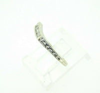 18k Gold Curved Hand Chased Genuine Natural Diamond Ring Band (#J4385)