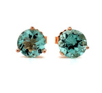 14k Rose Gold Green Genuine Natural Tourmaline Stud Earrings Jewelry (#J6103)