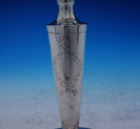 Sterling Silver Candlestick Pair Bright-Cut Wreath with Ribbon 8" Tall (#3856)