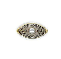 14k Yellow Gold Victorian Genuine Natura Moonstone Pin w/Applied Leaves (#J5472)