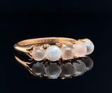 14k Yellow Gold Antique Five Genuine Natural Moonstone Band Ring (#J5694)