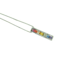 14k White Gold Rainbow Genuine Natural Sapphire Pendant .71ct (#J4617)