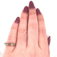 14k Yellow Gold Antique Five Genuine Natural Moonstone Band Ring (#J5694)