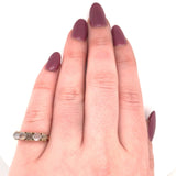 14k Yellow Gold Antique Five Genuine Natural Moonstone Band Ring (#J5694)